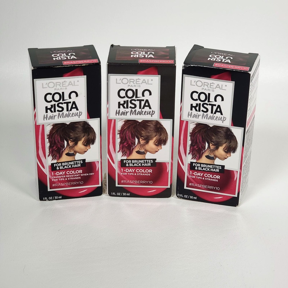 3 Pack L'Oreal Paris Hair Makeup Temporary 1-Day Hair Color Raspberry 10 NEW